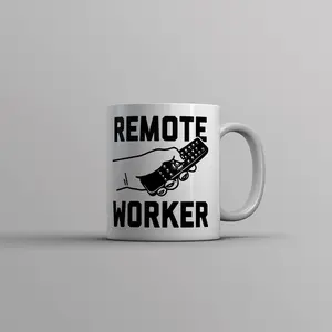 Remote Worker Mug Funny Work From Home TV Remote Joke Novelty Cup - 11oz Funny Coffee Mugs Ceramic Printed Drinkware Cup
