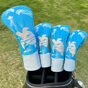 Blue Sea Turtle Design Golf Club Covers, Outdoor Enthusiasts Driver Fairway Hybrid Head Covers, Golf Club Head Protection