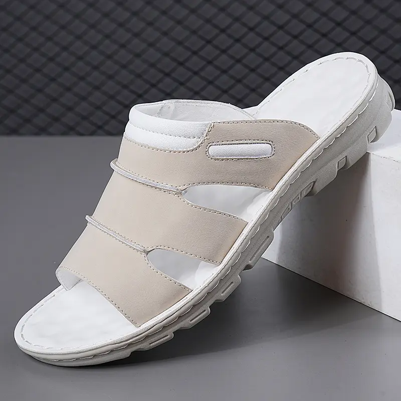 Men's Casual Sandals, Open Toe Leather-Style with Adjustable Ankle Strap, Cushioned Non-Slip Sole for Outdoor Beach Walking, Shoe, Easter Gift, Back Strap Men's Sandals, Outdoors, Walking Shoes, Footwear, Soft, Strap Closure