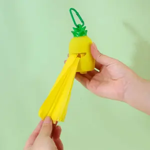 Adorable Pineapple Dog Poop Bag Dispenser Hanging Waste Pouch Storage Holder Practical Outdoor Pet Walking Clean Accessory