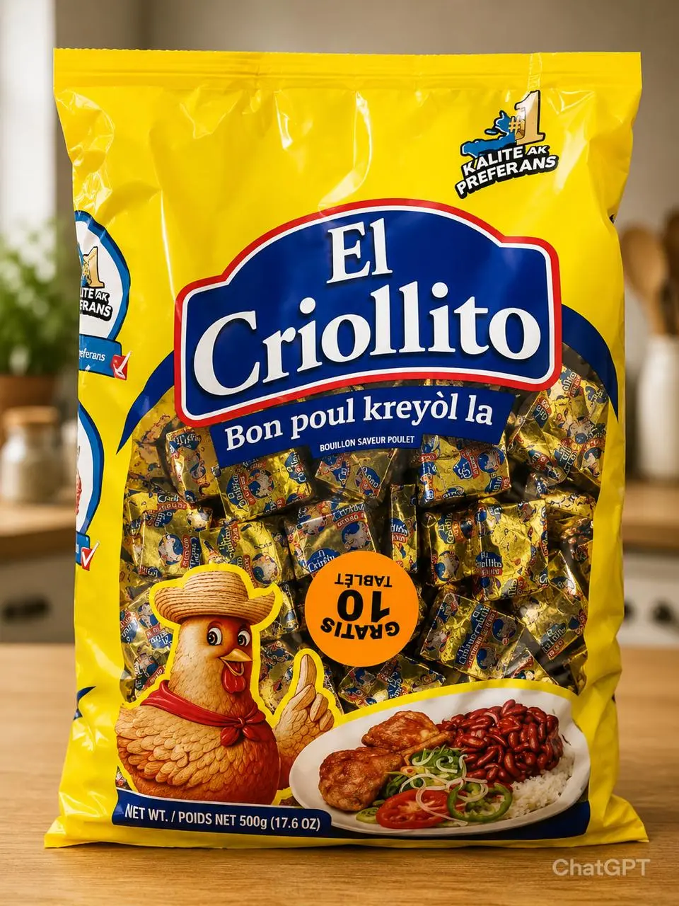 El Criollito Chicken Bouillon Tablets Gou Bon Poul Kreyol 250 Tablets MAGI CRIOLLITO Spice for Authentic Flavor