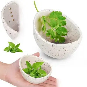Handmade Pottery Herb Stripper Bowl – Multi-Hole Ceramic Tool for Root Removal, Perfect Kitchen Gadget for Herbs