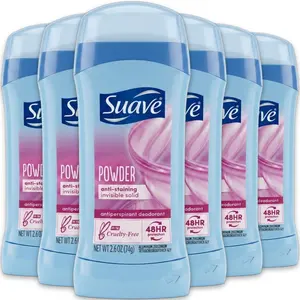 Suave Powder Anti-Staining Deodorant Stick 1-12 Pack (2.6oz / 74g) | Invisible Solid - 48-Hour Protection