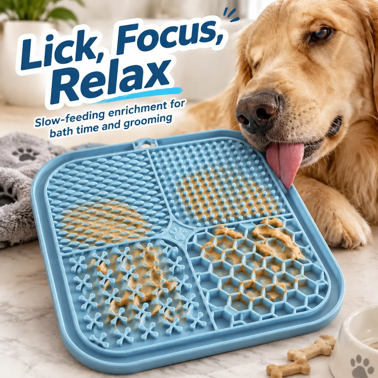 Dog Licking Mat, 1 Pcs Large Licking Mat for Dogs with Suction for Anxiety, Peanut Butter Dog Licking Mat Slow Feeder Dispensing Treater Lick Pad for Dogs Cats Grooming Bathing and Training