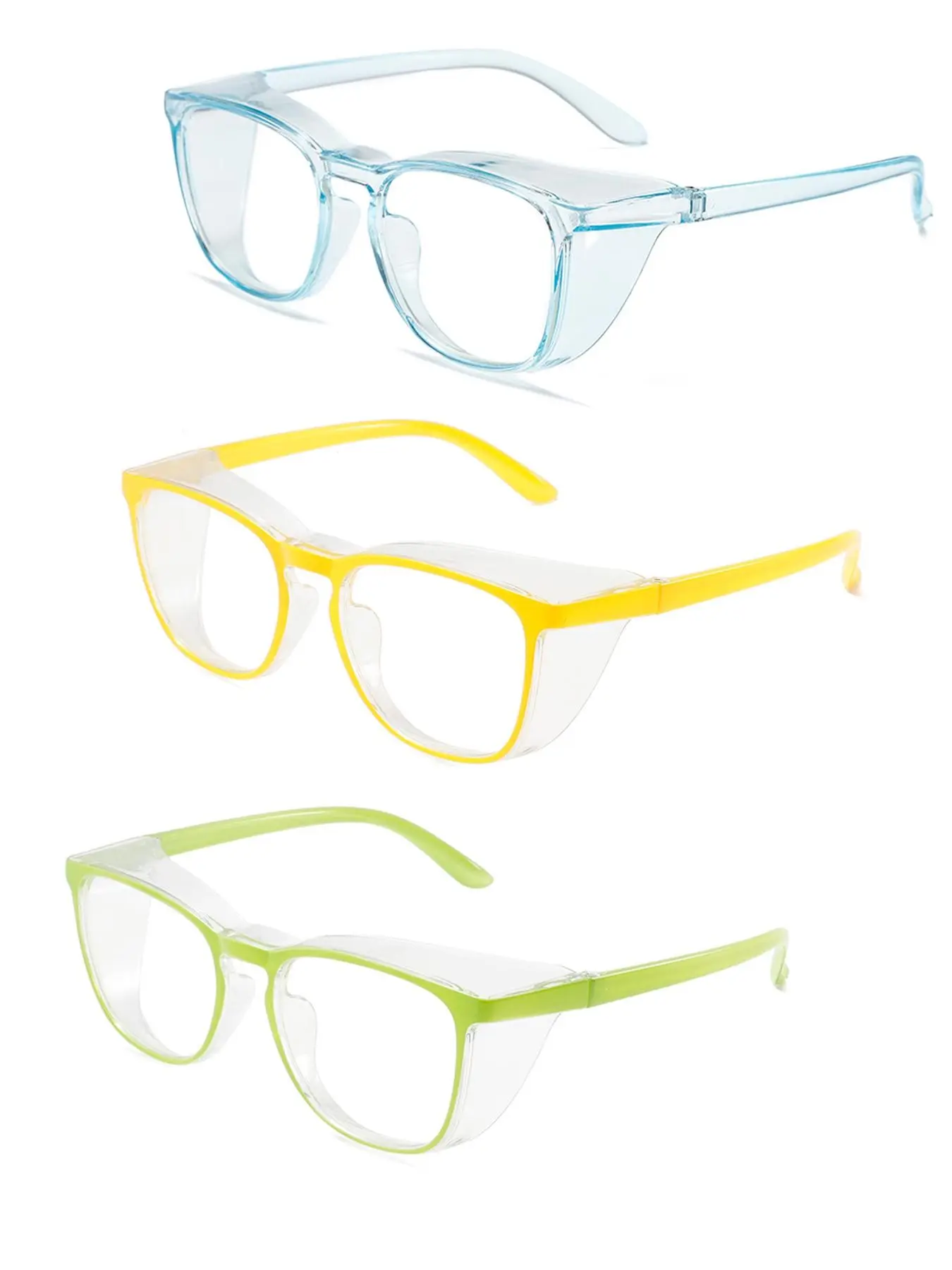 Transparent Candy Color Safety Glasses, Stylish Glasses, Fashionable Round Frame, Comfortable All-Day Wear, Ideal for Lab, Outdoor, Care Environments, Clear Eyeglasses, Transparent Lens Glasses, Fashionable Frames Glasses, Eyewear