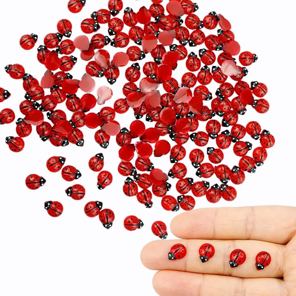 150 count  Ladybugs Flat   Ladybugs Ornaments Mini Plastic Ladybugs Embellishments for DIY Crafts Accessories
