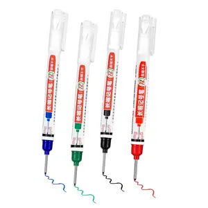 4Pcs Long Head Deep Hole Marker - Long Nib Markers, Multi-purpose Deep Hole Marker Pens, Quick Dry Waterproof Colorful Carpenter Pen Markers for Construction Bathroom Woodworking