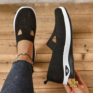 Women's Slip-On Sneakers Breathable Knit Lightweight Non-Slip Casual Walking Shoes for Daily & Work
