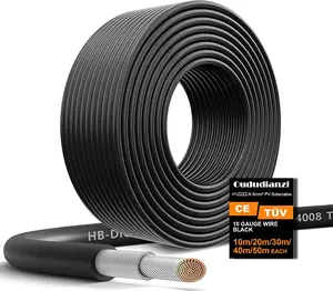 Oududianzi Solar Panel Wire, 10AWG Solar Wire H1Z2Z2-K Tinned Copper PV Wire, Outdoor Solar Extension Cable for Photovoltaic Solar System, Automotive RVs, Boats (328FT/ Black)