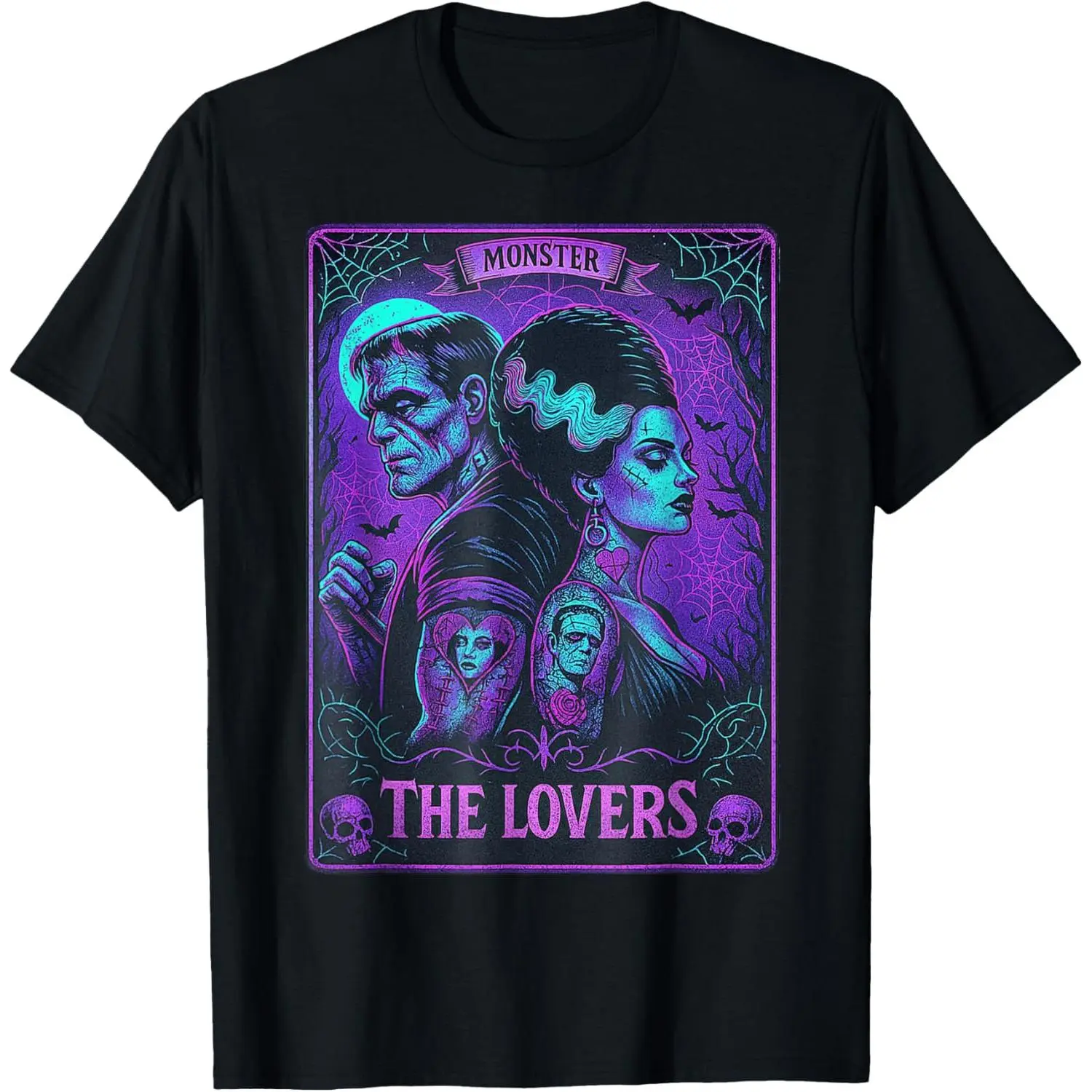 The Monster Frankenstein And Bride The Lovers Tarot Card T-Shirt