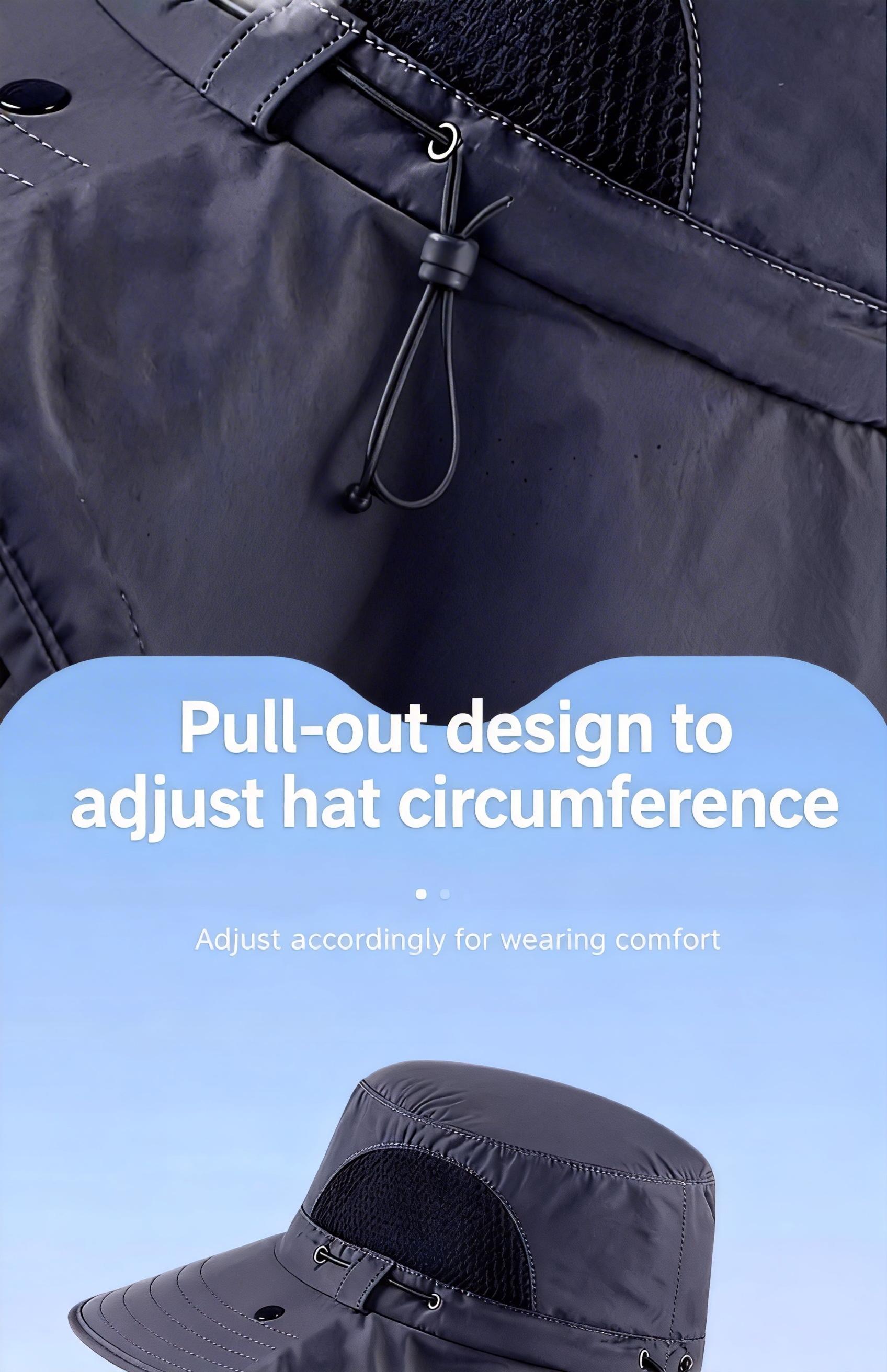 Quick-Dry Men’s Waterproof Fishing Hat – UV Protection Wide Brim Bucket Hat with Detachable Neck Protection and Face Cover for All Your Outdoor Activities this Summer