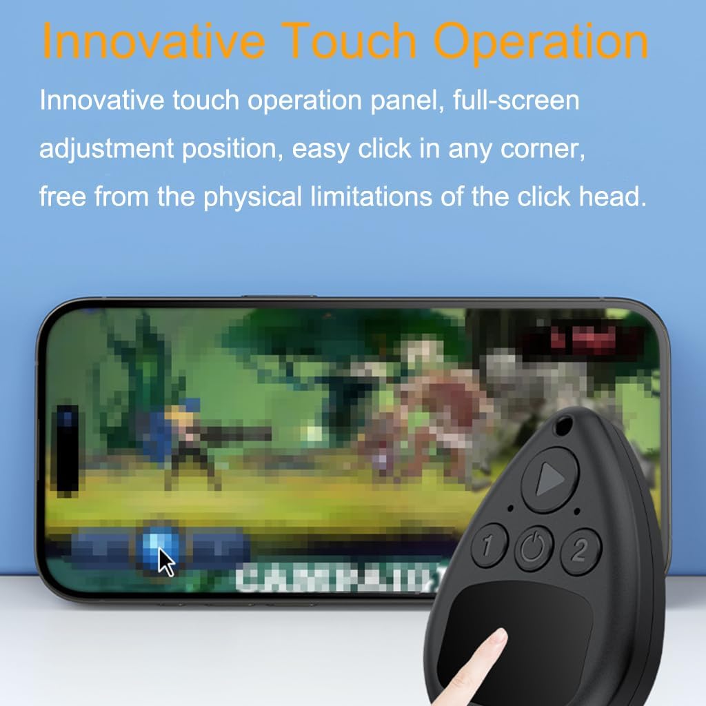 Wireless Auto Clicker for Phone, Adjustable Speed Silent Screen Tapper – No Root Needed, Bluetooth Physical Clicker for Android & iOS Mobile Games, Apps & Live Streaming
