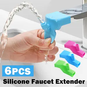 6 Counts Faucet Extender, Silicone Water Tap Extender for Kids Toddlers Hand Washing, Faucet Cover Spout for Kitchen Bath Sink, Random Color and so on