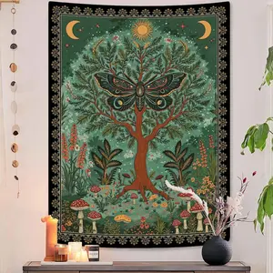 Magical forest tapestry-moths and the tree of life hanging on the decorative walls of the bedroom and living room-woodland Kotagko tapestry 60×40inch
