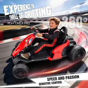 [Aeoleo]24V Electric Go Kart, Drift Vehicle, Outdoor Toy Car, One-button Start, Rrear-wheel Drive, Supercar Frame, Two-point Seat Belt, MP3 Music. Crazy Go Kart for Kids (3-8 Years Old)