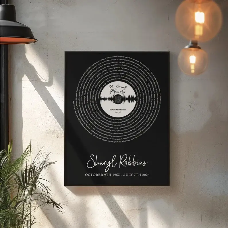 Personalized Memorial Silver Paper Poster, Voice Recording with QR code, Bereavement Gift Loss Of Loved One, Custom Music Sympathy Memory Keepsake