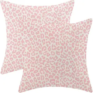 Leopard Print Pillow Pack of 2 Pink Animal Pattern Cheetah Decorative Throw Pillow Cover Outdoor Decor Boho Abstract Modern Pillowcase Farmhouse Linen Cushion Case for Home Sofa