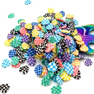 Checkered Heart Polymer Clay Pieces Checkered Heart Polymer Clay Pieces