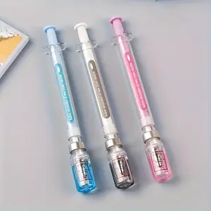 3pcs, syringe-shaped gender-neutral pen, novel decompression signature ball pen, medical vaccine-themed writing tool suitable for nurses, doctors, and students