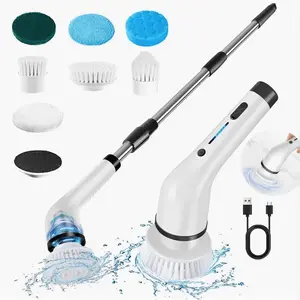 Electric Spin Scrubber,Cordless Shower Spin Scrubber Kit with IPX7 Waterproof,Electric Cleaning Brush Kit,Multi-purpose Use,Long Battery Life,Dual-Speed & Extendable Handle,Multi-Purpose Spin Scrubber with LED for Bathroom & Kitchen,BlackFriday
