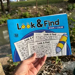 Kids Look & Find Shape Game Notebook 32 Pages Coloring Drawing Book Visual Perception Training Attention Focus Item Search Activity Book