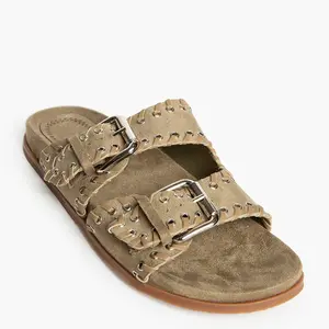 Summer Women  Footwear Fashion Buckle Design Casual Flat Sandals Camel Slippers Women  Walking Shoes Girl