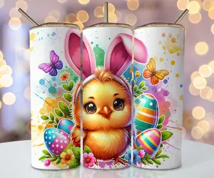 Easter Chicken Tumbler 20oz Skinny Sublimation Tumbler Easter Sublimation Vibrant Easter Tumbler Sublimation