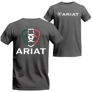 ARIAT White T-Shirt Western Bull Skull Graphic with Floral & Feather Accents Unisex Relaxed Fit Short Sleeve Machine Washable Cowboy Style Gift Menswear Streetwear Vacation Outfits 100% Cotton for Dark Heather & Heather Colors