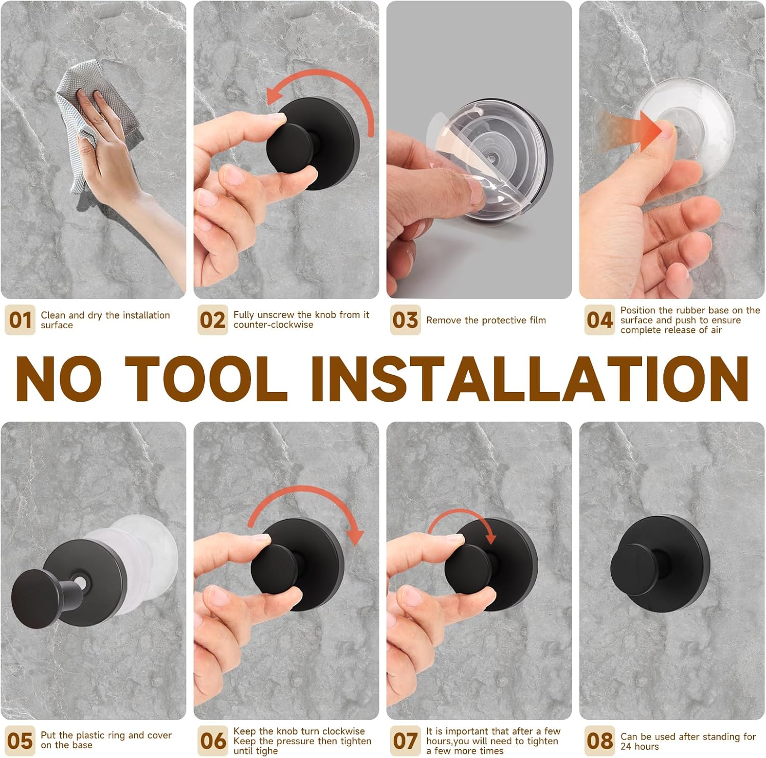 Drill-free bathroom suction hooks, suitable for shower rooms, can be used to hang towels, bathrobes, bath balls, etc. They can be installed on bathroom walls, kitchens, glass, mirrors, tiles and smooth, non-porous surfaces. Layer