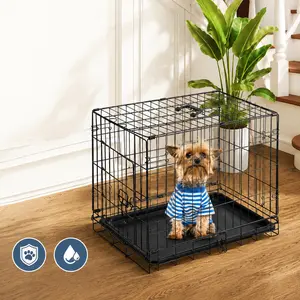 24 inch Single door Dog Cage - durable metal pet kennel, secure lock, collapsible design, removable tray for easy cleaning, portable puppy cage,30 inch,Easy to Clean with Removable Tray,Easy to Clean with Removable Tray