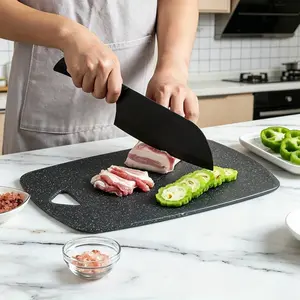 Marble patterned 3-piece classification cutting board, made of food grade safe material, with portable hanging holes, anti slip, wear-resistant and easy to clean, suitable for use in different zones of meat, vegetables and fruits