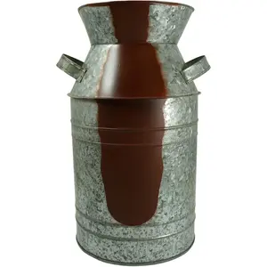 Galvanized Metal Milk Can Vase, 1.3 Gallon, 11.75" Tall, Rustic Look for Country and Farmhouse Themed Home - by SciencePurchase
