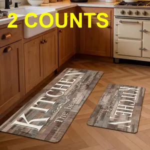 2 Counts Kitchen Mat Set, Farmhouse Style Kitchen Rugs, Cushioned Anti Fatigue Kitchen Mats for Floor, Durable Floor Mat Easy Clean Hand Wash for Home Entrance Laundry Bathroom Hallway Living Room Home Decor Area Mat, Decorative Rug