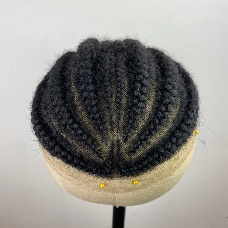 Braided Men’s Toupee Human Hair - V style