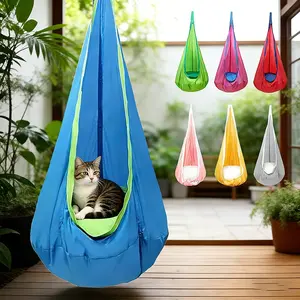 Hanging Hammock Chair, Swing Egg Chair with Inflatable Pillow, Hand Washable PA Swing Seat, for Relaxation and Playtime, Portable Balcony & Garden Furniture with Comfortable Seat, Easy Setup, Multi-Color Options (Blue) - Indoor/Outdoor