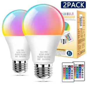 Kasotile RGB LED Bulb with Remote Control, E27/e26 Base, 16 Colors Adjustable, Indoor Holiday Party Lighting, Energy Efficient