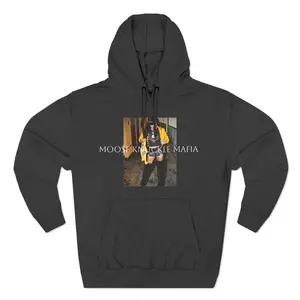 Moose Knuckle Mafia Three-Panel Fleece Hoodie, Moose Lover Gift, Hooded Sweatshirt, Wildlife Animal Apparel, Outdoor Lover Clothing