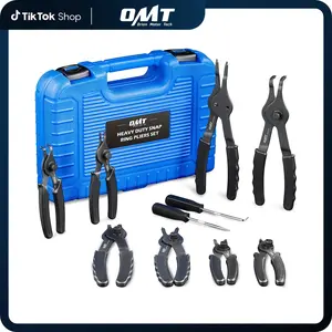 【SummerVibes】Orion Motor Tech Blue/ Black 10pc Snap Ring Pliers Set, Internal & External Circlip Pliers Set with Bent Pliers Straight Pliers Hook Pick, Heavy Duty Snap Ring and Circlip Removal Tool with Storage Case & Gloves