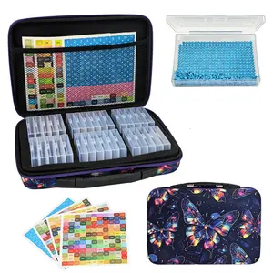 32 Slot Diamond Painting Storage Box Set with Handle Bag, Pearl Organizer with Stickers, DIY Diamond Painting Tools Accessories