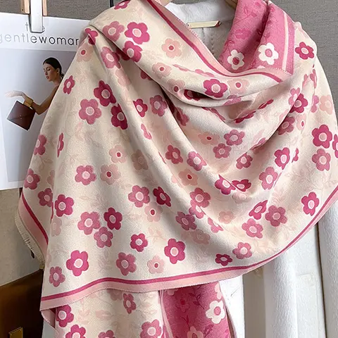 Autumn Winter Vintage Fashion Print Long Scarf, Floral Print Scarf, Soft Warm Shawl, Warm Neck Protection Multifunctional Shawl Wrap, Boho Shawl Wrap, Stylish Versatile Accessories