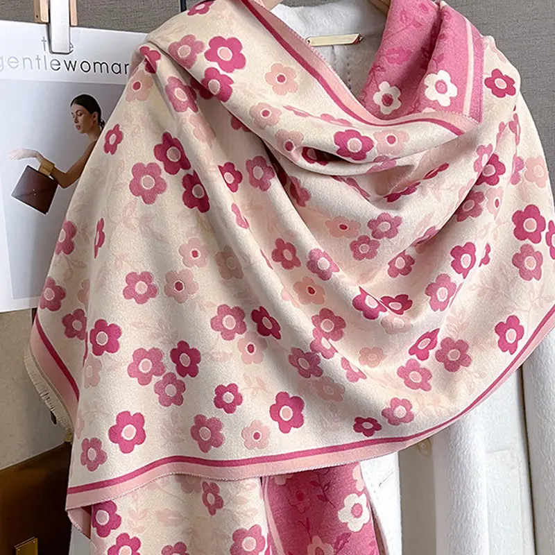 Autumn Winter Vintage Fashion Print Long Scarf, Floral Print Scarf, Soft Warm Shawl, Warm Neck Protection Multifunctional Shawl Wrap, Boho Shawl Wrap, Stylish Versatile Accessories