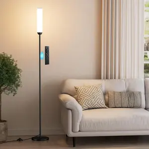 LED Floor Lamp with Remote Control, 65" Standing lamp with Stepless Adjustable 3000K-6500K Colors & 30-100% Brightness, Foot Switch(Black)