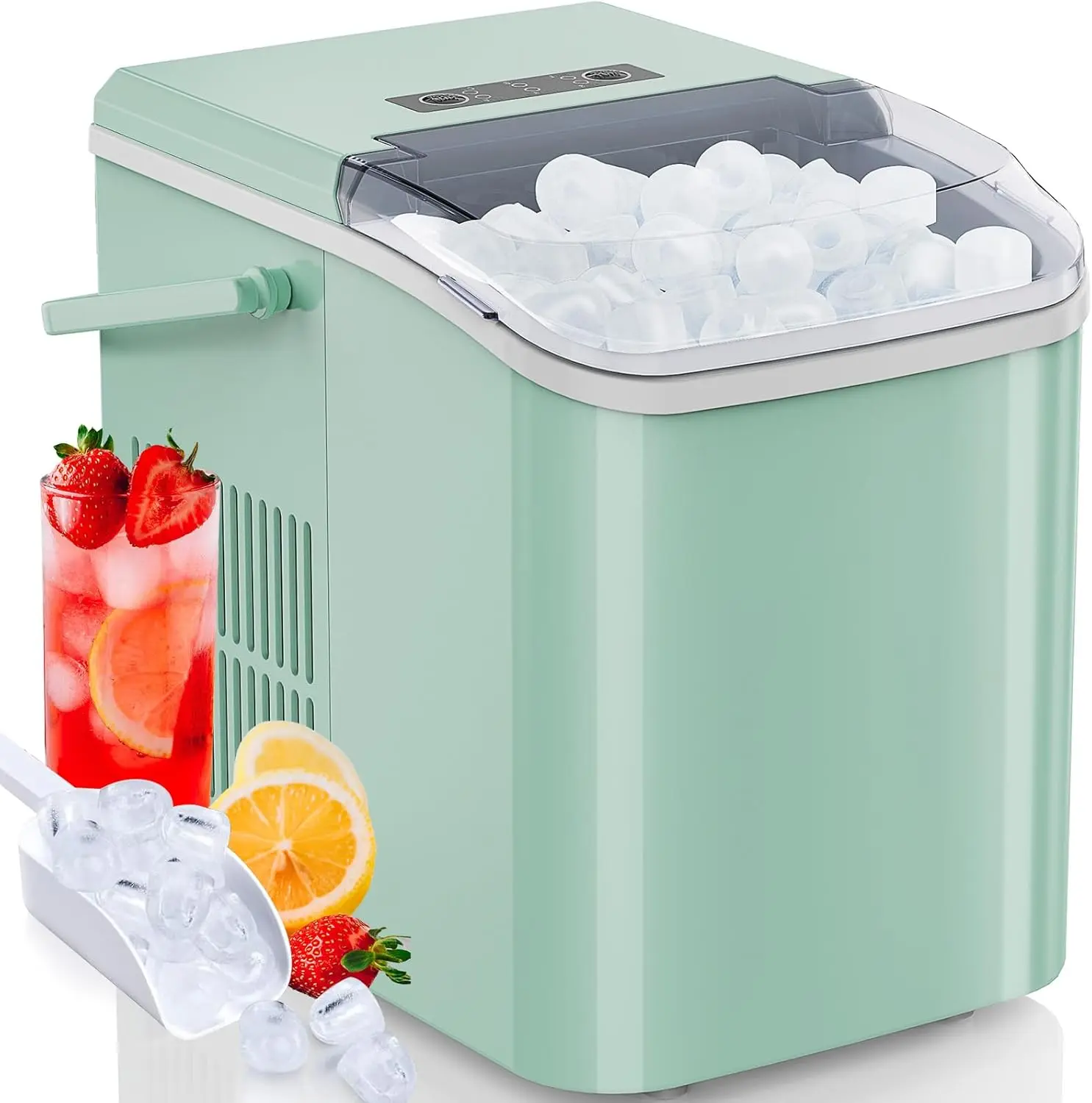 Portable Ice Maker Machine for Kitchen Counter Use with Removable Basket and Ice Scoop, Icemakers Countertop, Quick Ice Make