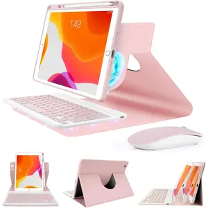 Keyboard Case with  for iPad 9th Gen/ 8th Gen/ 7th Gen 10.2 inch, Magnetically Detachable Keyboard Cover with Pencil Holder, Rotatable Case for iPad 10.2-inch ()