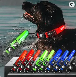 Light Up Flashing LED Collar With Air Tag Holder - Keep Your Pet Safe and Stylish