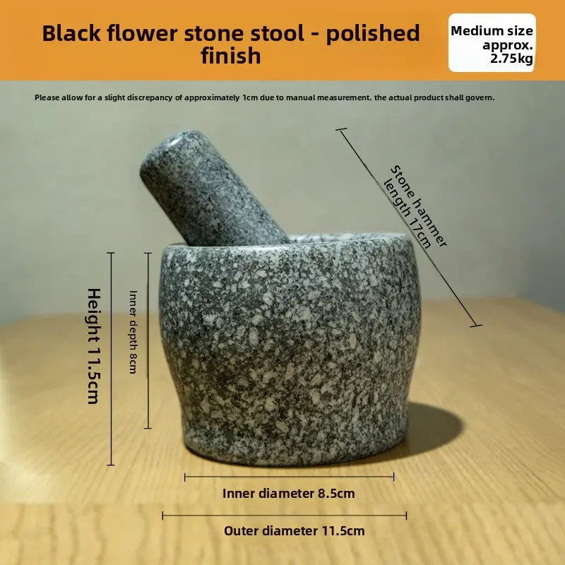 BlackFlowerStone DumplingShape Medium