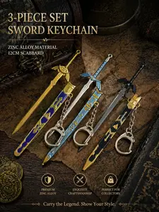 3pcs Mini Anime Katana Sword Alloy Model Toy, Role Play Accessory, Birthday and Christmas Gift, Game Collection Keychain, Backpack Pendant, Fashionable Alloy Keychain