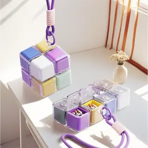 2026*8 Grid Pill Cases Multi Functional Folding Pill Cases Moisture Proof Portable Medicine Storage Box Cube Pill Box