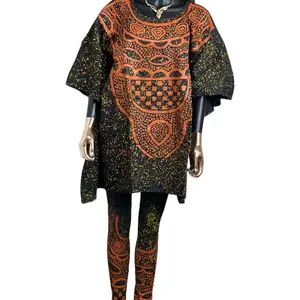 African Fashion Batik Boubou Tie Dye Cotton Dress for Women - Casual Style - Womenswear Casual Wear Summer Breathable Comfortable Soft Elegance Formal Print Batwing Crewneck Geometric Fit