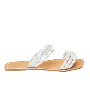 BEACH by Matisse Womens Amalia Braided Slide Flat Casual Sandals Casual - White
